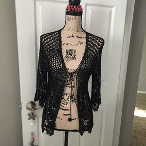 Black crochet cardigan